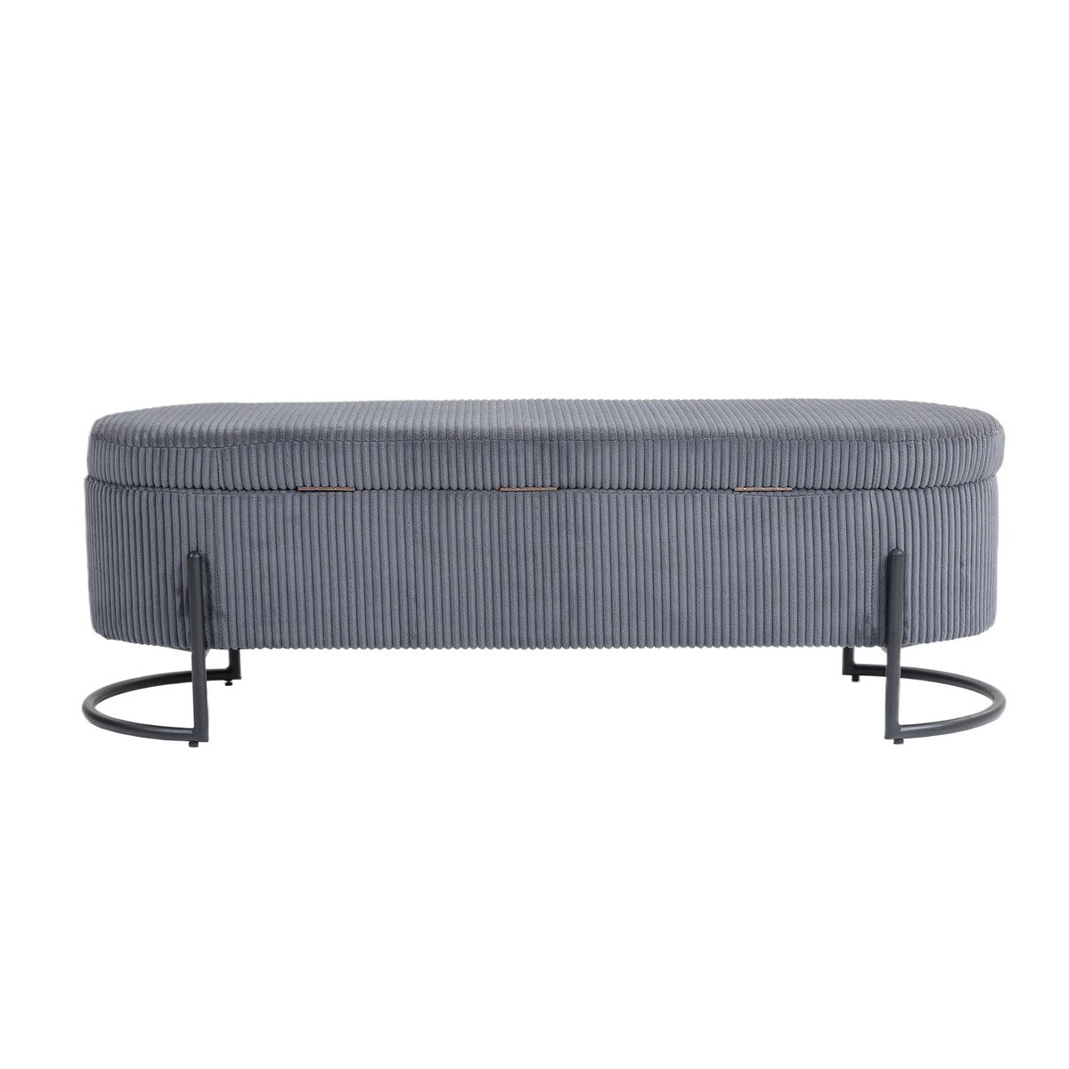 Woven storage Bench with safety hinges, End Bench for Living Room & Bedroom