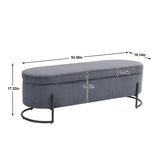 Woven storage Bench with safety hinges, End Bench for Living Room & Bedroom