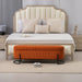 Woven storage Bench with safety hinges, End Bench for Living Room & Bedroom