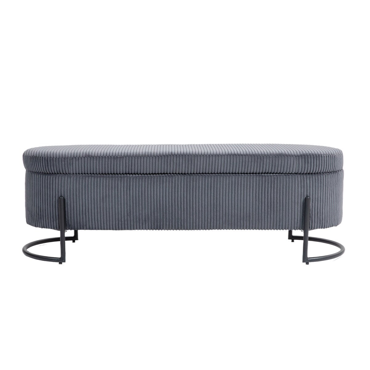 Woven storage Bench with safety hinges, End Bench for Living Room & Bedroom