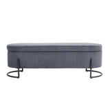 Woven storage Bench with safety hinges, End Bench for Living Room & Bedroom