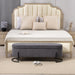 Woven storage Bench with safety hinges, End Bench for Living Room & Bedroom