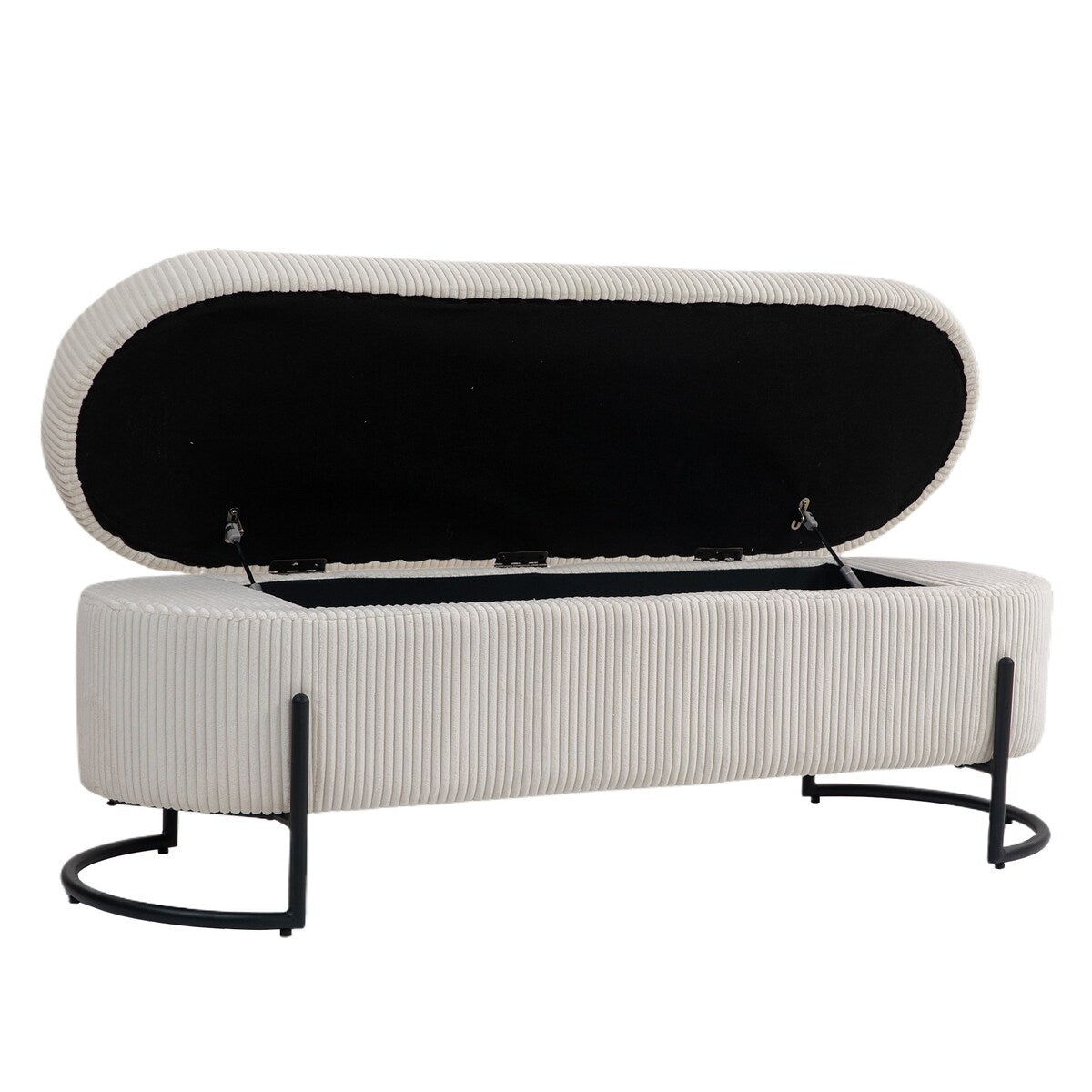 Woven storage Bench with safety hinges, End Bench for Living Room & Bedroom
