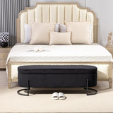 Woven storage Bench with safety hinges, End Bench for Living Room & Bedroom
