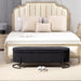 Woven storage Bench with safety hinges, End Bench for Living Room & Bedroom