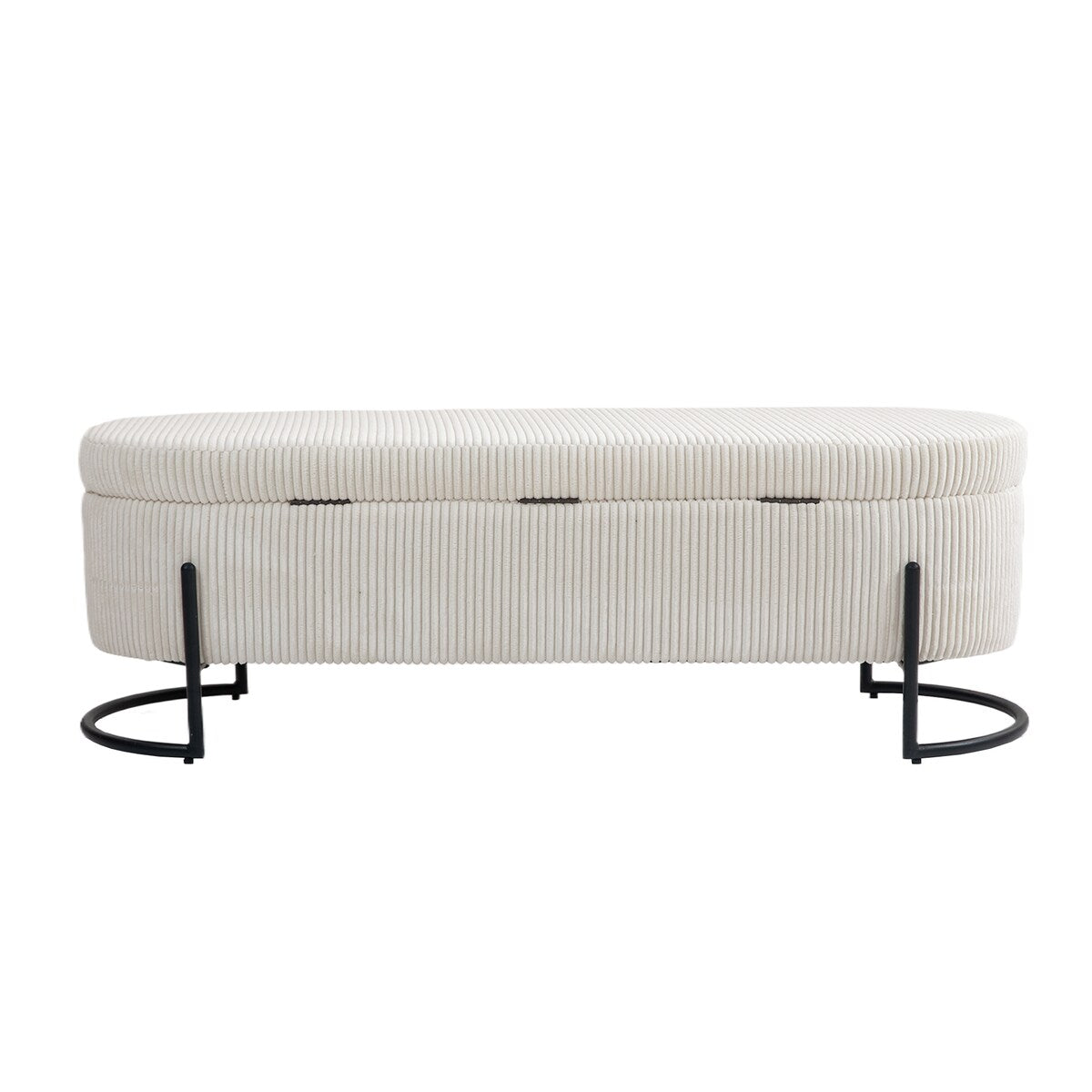 Woven storage Bench with safety hinges, End Bench for Living Room & Bedroom