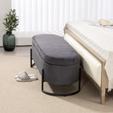 Woven storage Bench with safety hinges, End Bench for Living Room & Bedroom