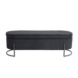 Woven storage Bench with safety hinges, End Bench for Living Room & Bedroom