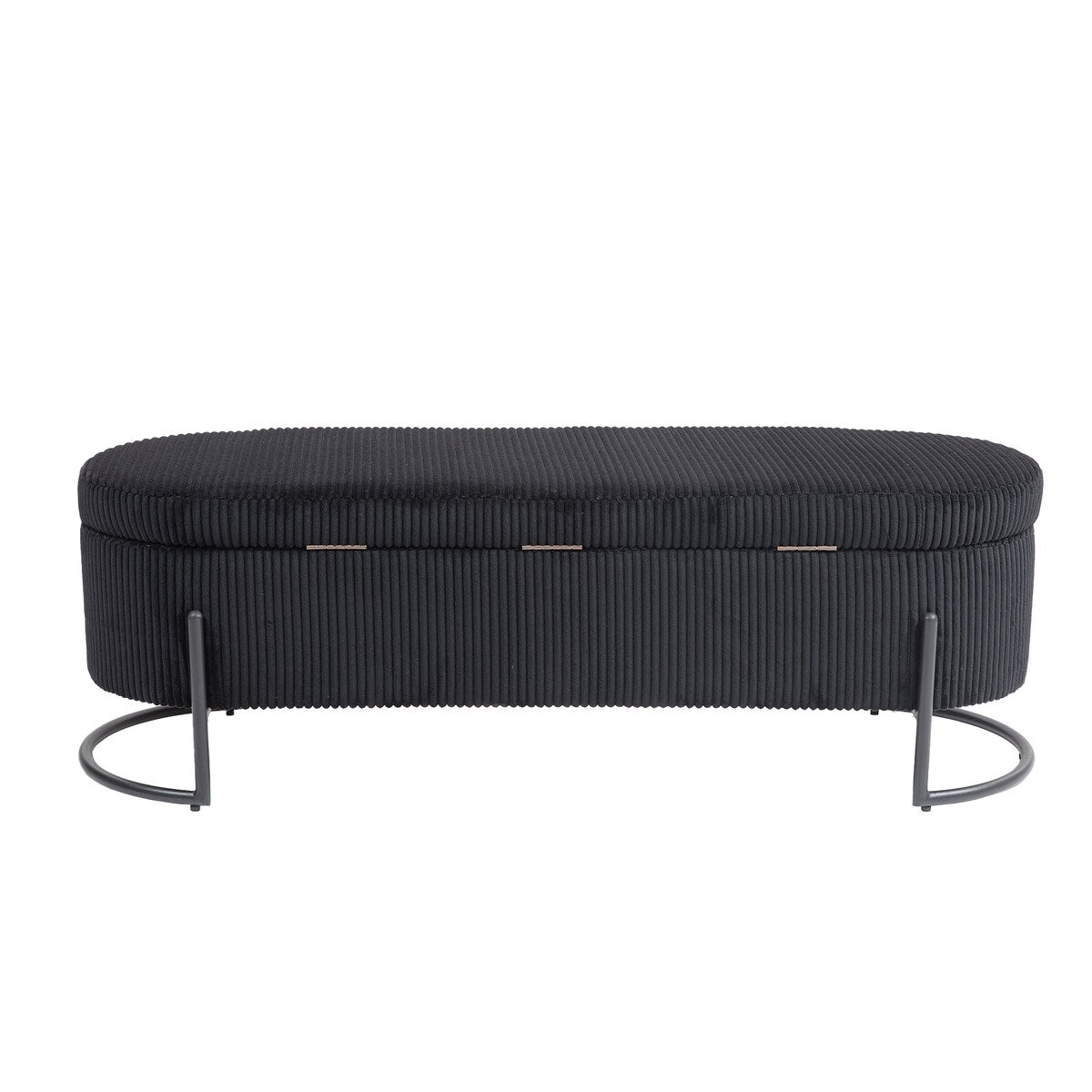 Woven storage Bench with safety hinges, End Bench for Living Room & Bedroom