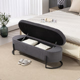 Woven storage Bench with safety hinges, End Bench for Living Room & Bedroom