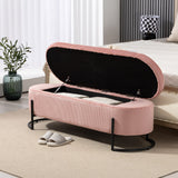 Woven storage Bench with safety hinges, End Bench for Living Room & Bedroom