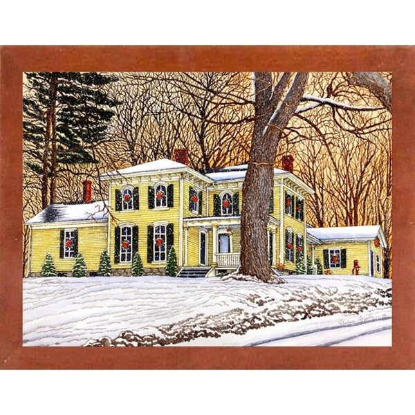 Wreaths In The Window, Hamburg Ny-THEWIN90592 Print 5.25"x7" by Thelma Winter