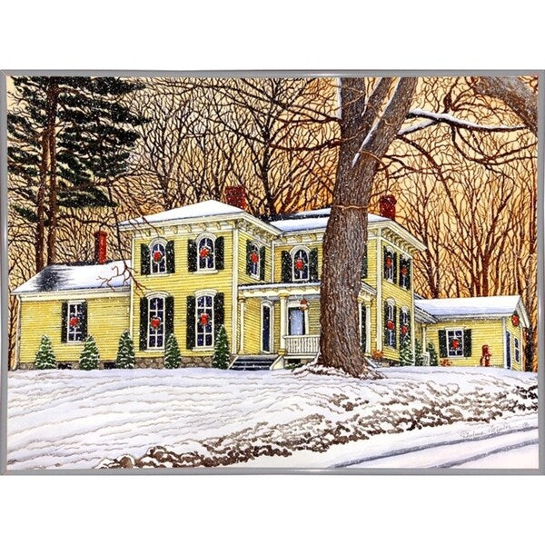 Wreaths In The Window, Hamburg Ny-THEWIN90592 Print 5.25"x7" by Thelma Winter