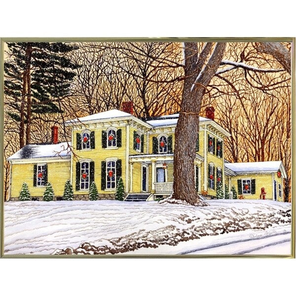 Wreaths In The Window, Hamburg Ny-THEWIN90592 Print 5.25"x7" by Thelma Winter