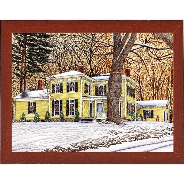 Wreaths In The Window, Hamburg Ny-THEWIN90592 Print 5.25"x7" by Thelma Winter