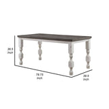 Wren 79 Inch Counter Height Table, Rectangular, Antique White Wood, Gray