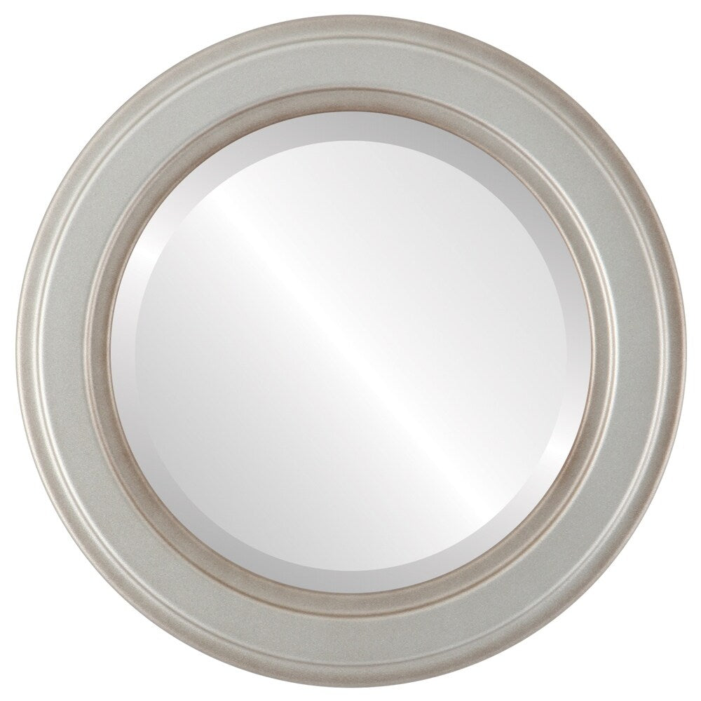 Wright Framed Round Mirror in Silver Shade - Silver/Brown