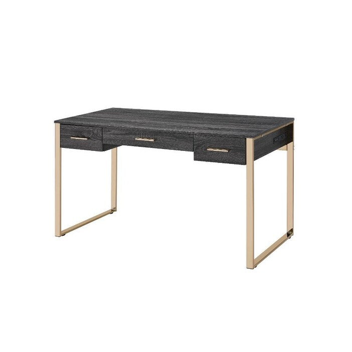 Writing Desk, Champagne Gold & Black Finish