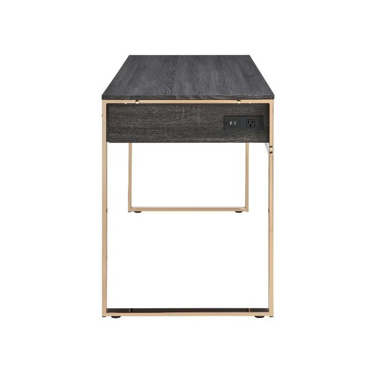 Writing Desk, Champagne Gold & Black Finish