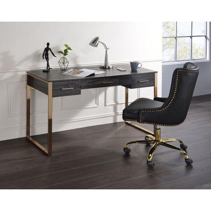 Writing Desk, Champagne Gold & Black Finish