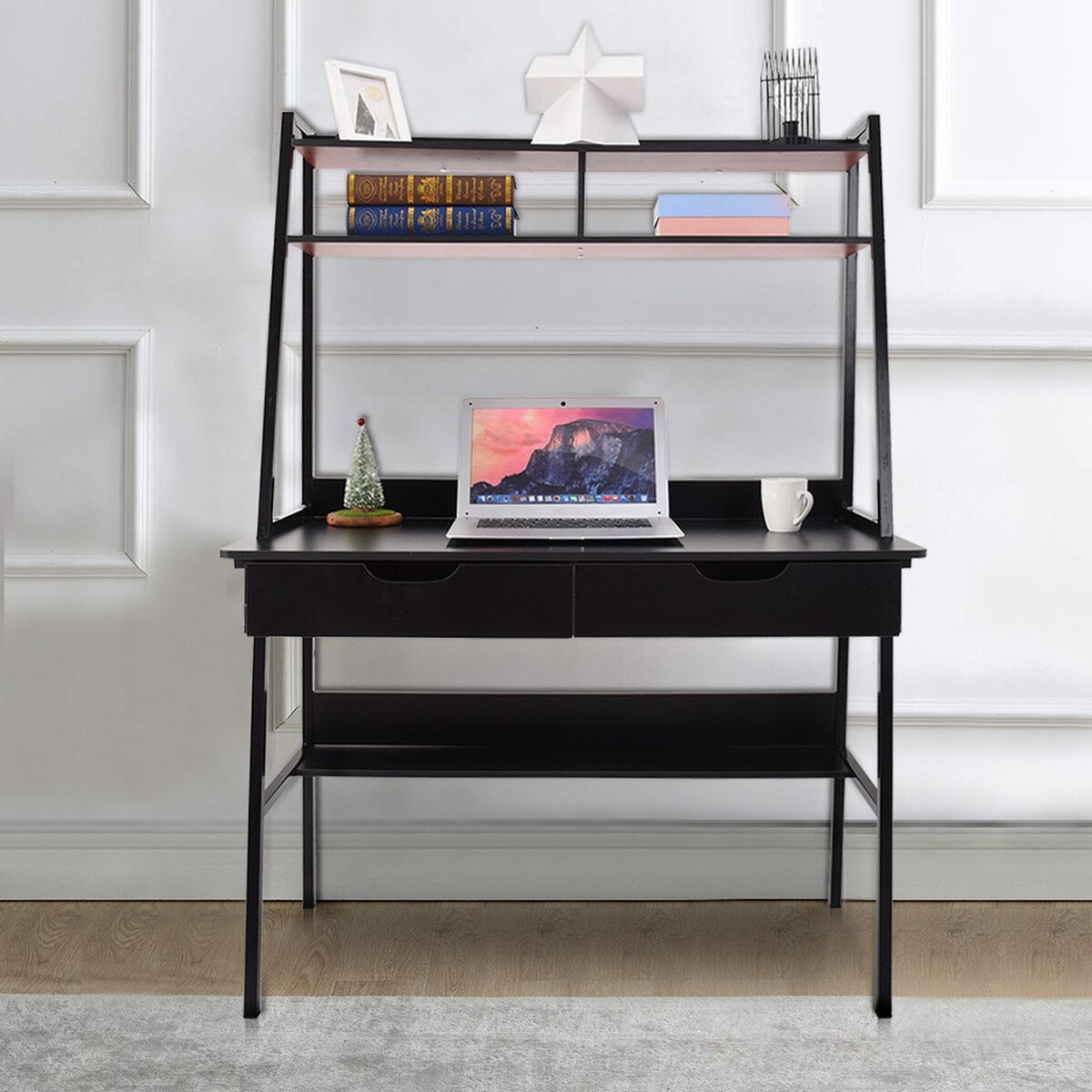 Writing Table Computer Desk Hutch Hutch Shelves Small Hutch Hutch Shelves Small Black