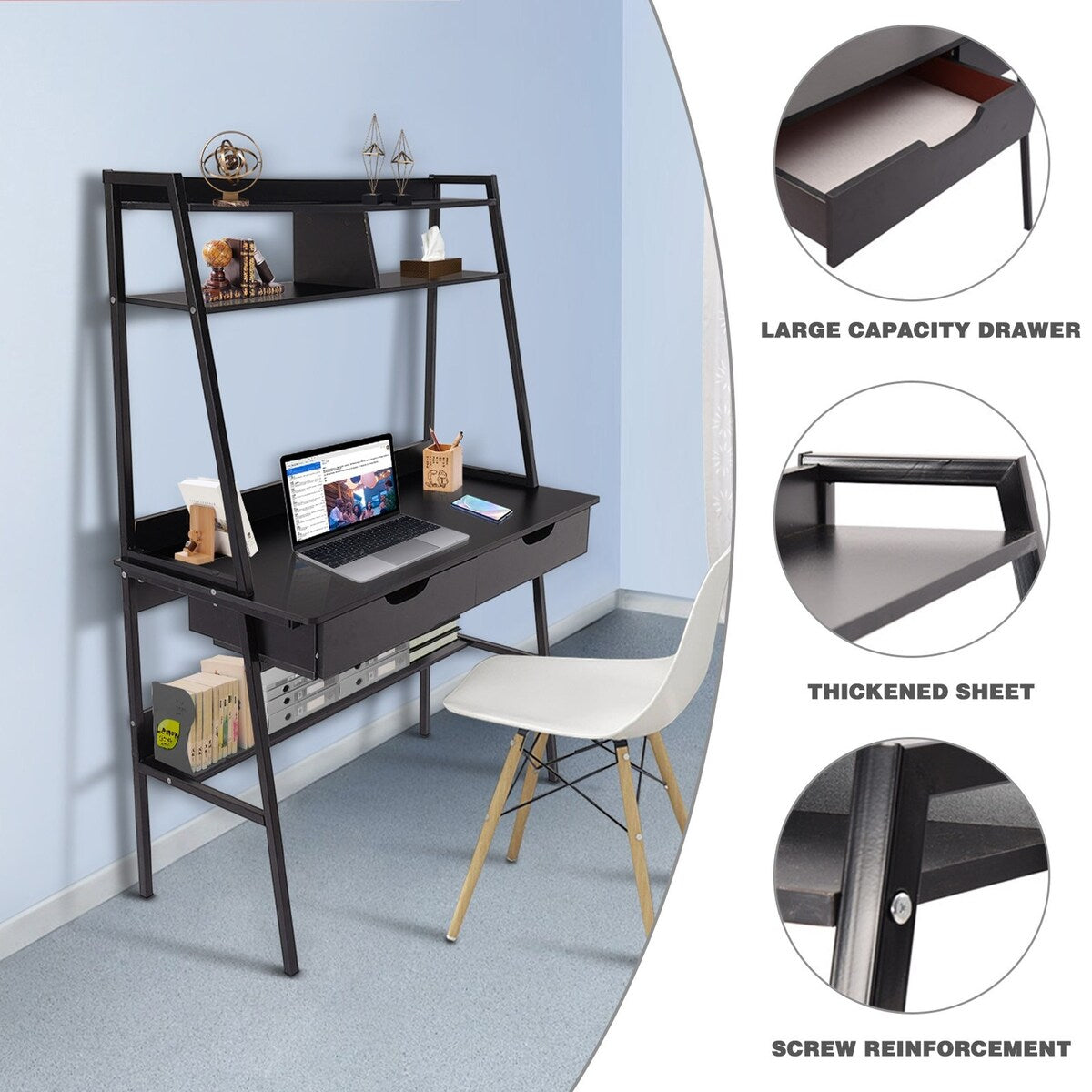Writing Table Computer Desk Hutch Hutch Shelves Small Hutch Hutch Shelves Small Black