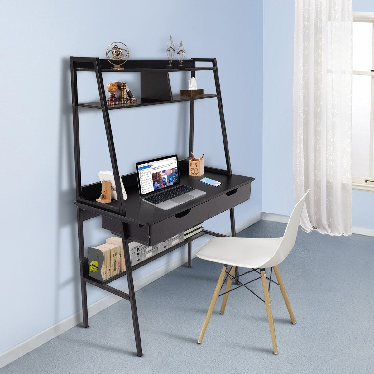 Writing Table Computer Desk Hutch Hutch Shelves Small Hutch Hutch Shelves Small Black