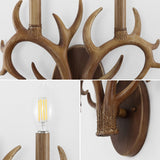 Wyatt 13.25" 2-Light Southwestern Bohemian Resin/Iron Faux Antler LED Sconce, Brown Wood Finish by JONATHAN Y