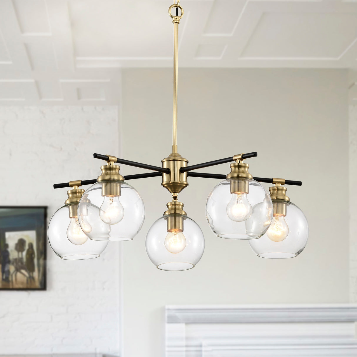 Wyatt 24 Inch Clear Glass Chandelier 5 Light - N/A