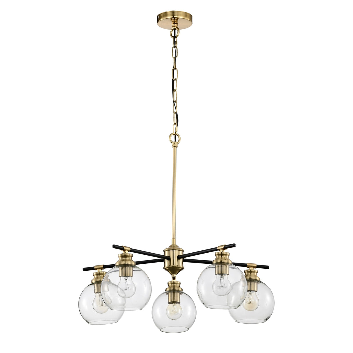 Wyatt 24 Inch Clear Glass Chandelier 5 Light - N/A