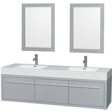Wyndham Collection Axa 72-inch Dove Grey Acrylic Resin Top Double Vanity with Integrated Sinks and 24-inch Mirrors