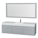 Wyndham Collection Axa 72-inch Dove Grey Acrylic Resin Top Single Vanity with Integrated Sink and 70-inch Mirror