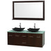 Wyndham Collection Centra Espresso 60-inch Double Green Glass Bathroom Vanity with Mirror