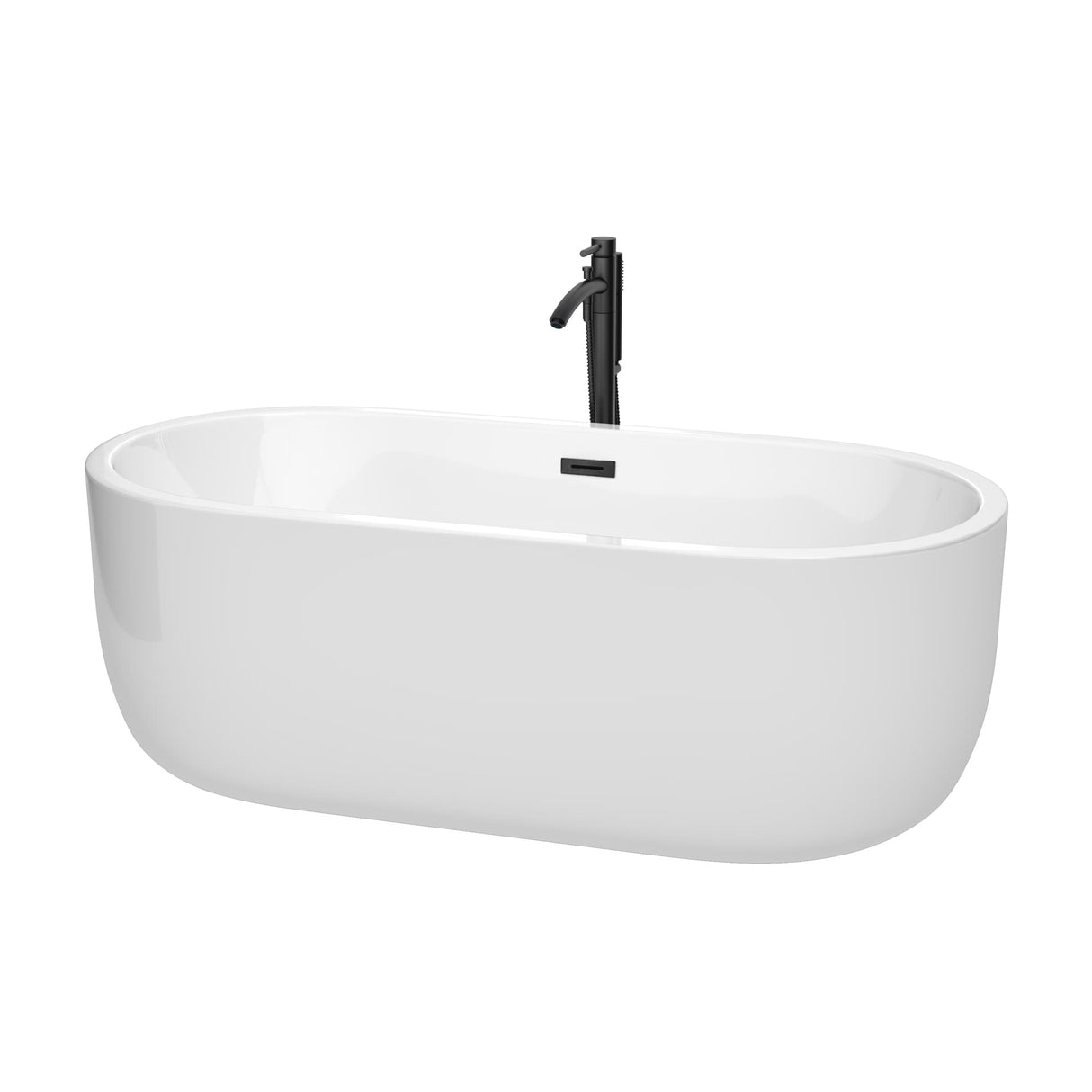 Wyndham Collection Juliette 67-inch White Freestanding Soaking Bathtub