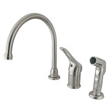 Kingston Brass Wyndham Deck Mount Widespread Kitchen Faucet with Side Sprayer
