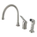 Kingston Brass Wyndham Deck Mount Widespread Kitchen Faucet with Side Sprayer