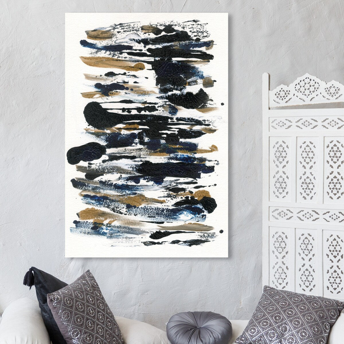 Wynwood Studio Abstract Cow Spots Black and Modern & Contemporary Wall Art Canvas Print