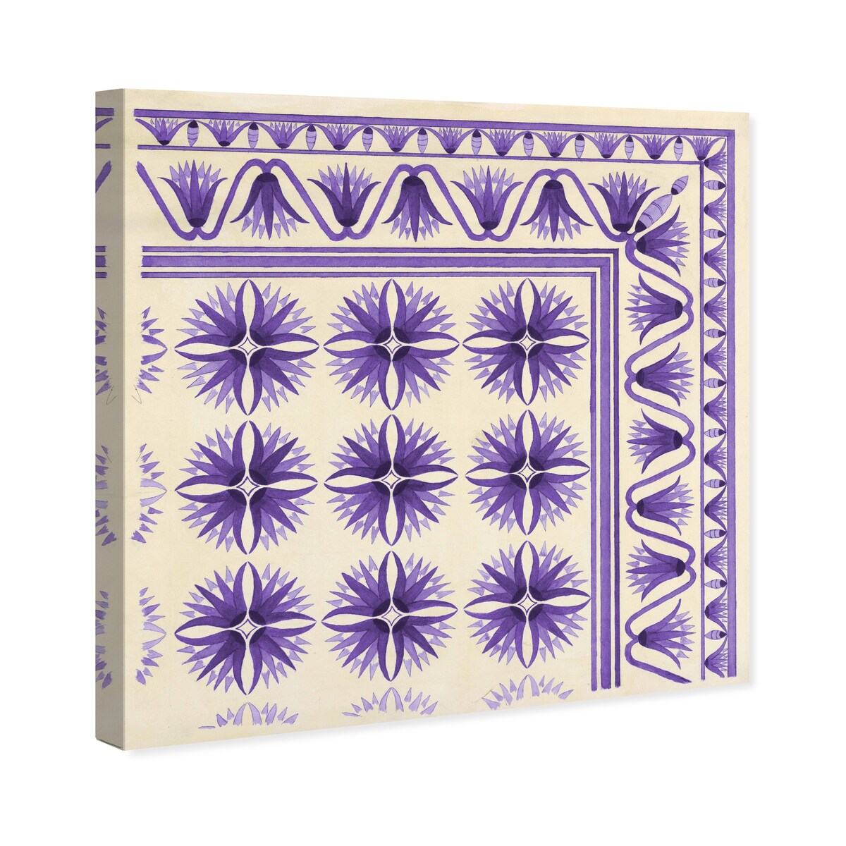 Wynwood Studio Canvas Abstract Floor Covering Lilac White and Cream White Traditional Wall Art Canvas Print