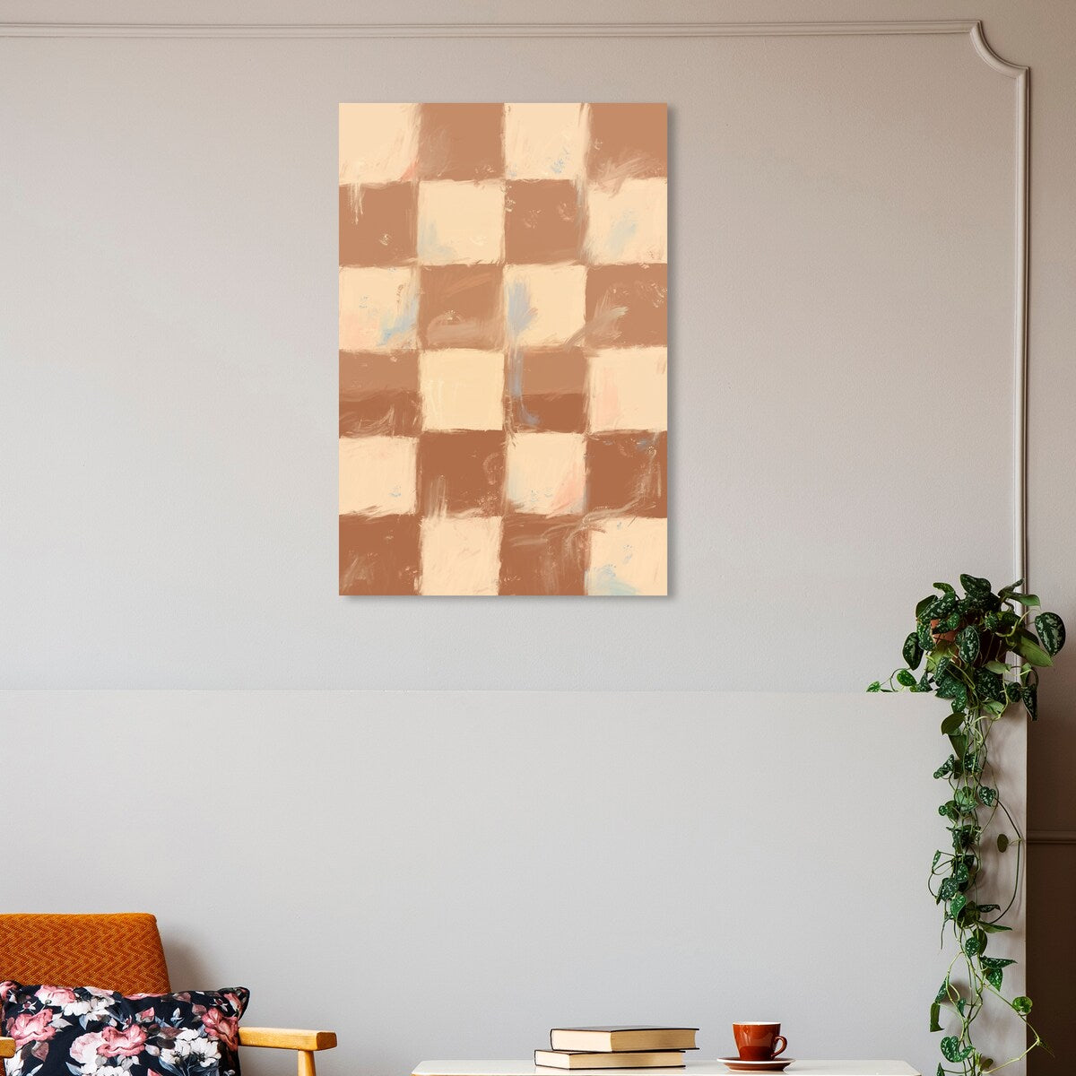 Wynwood Studio Canvas Abstract My Chess Board Brown and Pastel Brown Modern & Contemporary Wall Art Canvas Print