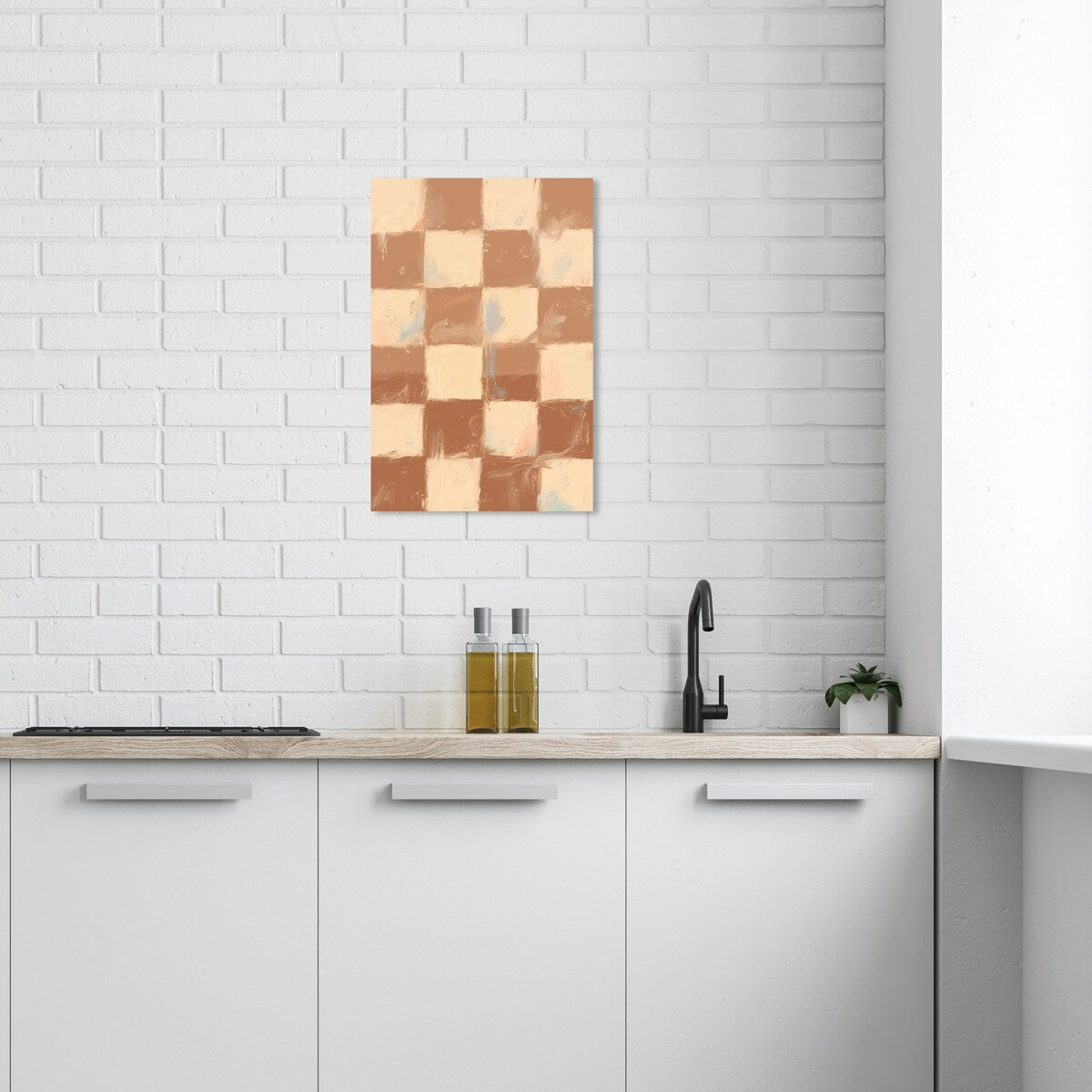 Wynwood Studio Canvas Abstract My Chess Board Brown and Pastel Brown Modern & Contemporary Wall Art Canvas Print