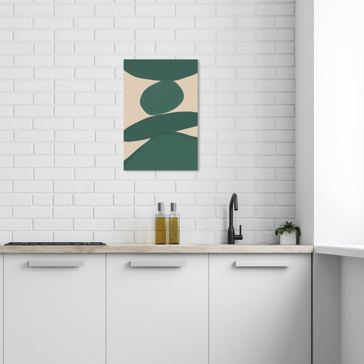 Wynwood Studio Canvas Abstract Tea Time Clay Green and Dark Green Modern & Contemporary Wall Art Canvas Print