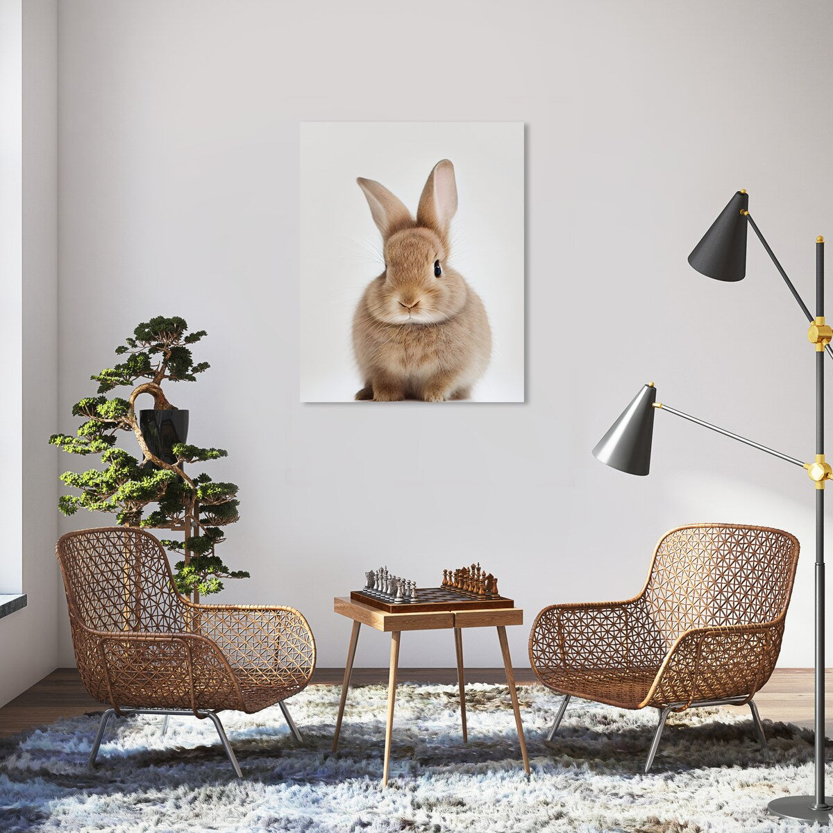 Wynwood Studio Canvas Animals Baby Animal Bunny Brown and Tan Modern & Contemporary Wall Art Canvas Print - Brown, White