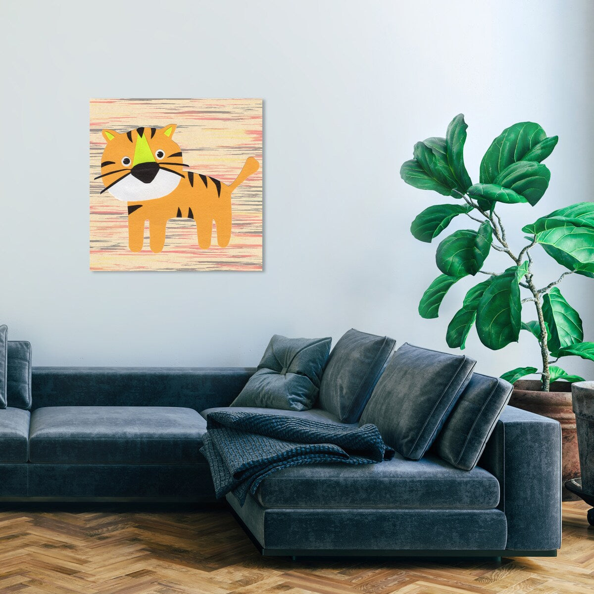Wynwood Studio Canvas Animals T for Tiger Orange and Pastel Orange Modern & Contemporary Wall Art Canvas Print