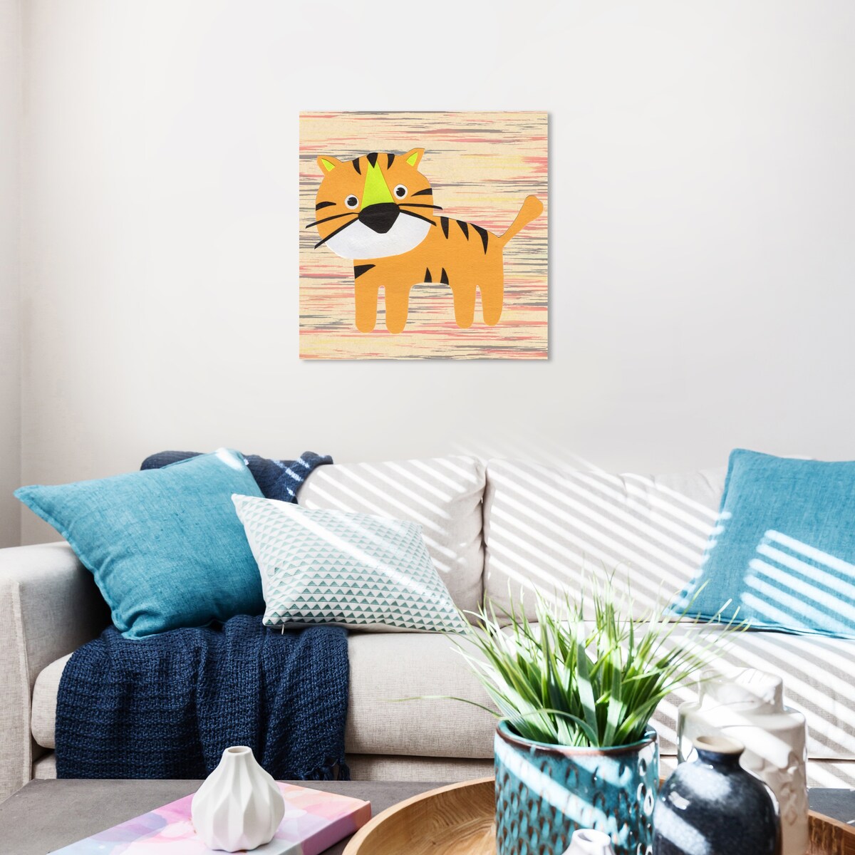 Wynwood Studio Canvas Animals T for Tiger Orange and Pastel Orange Modern & Contemporary Wall Art Canvas Print