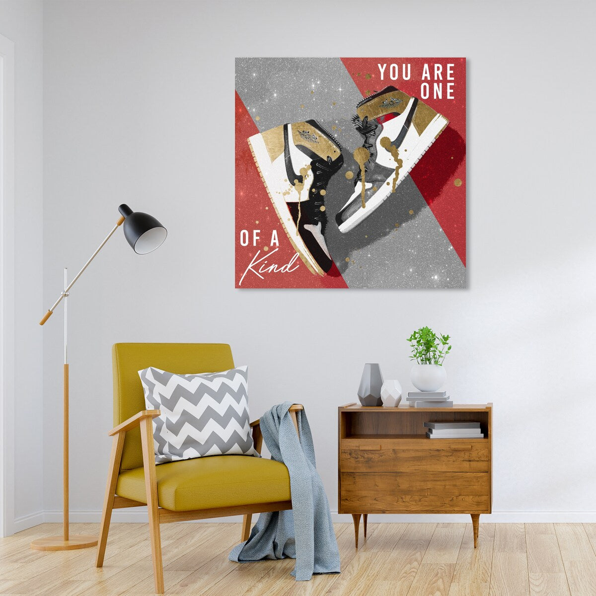 Wynwood Studio Canvas Fashion and Glam One of a Kind Red Sneakers Red and Scarlet Glam Wall Art Canvas Print