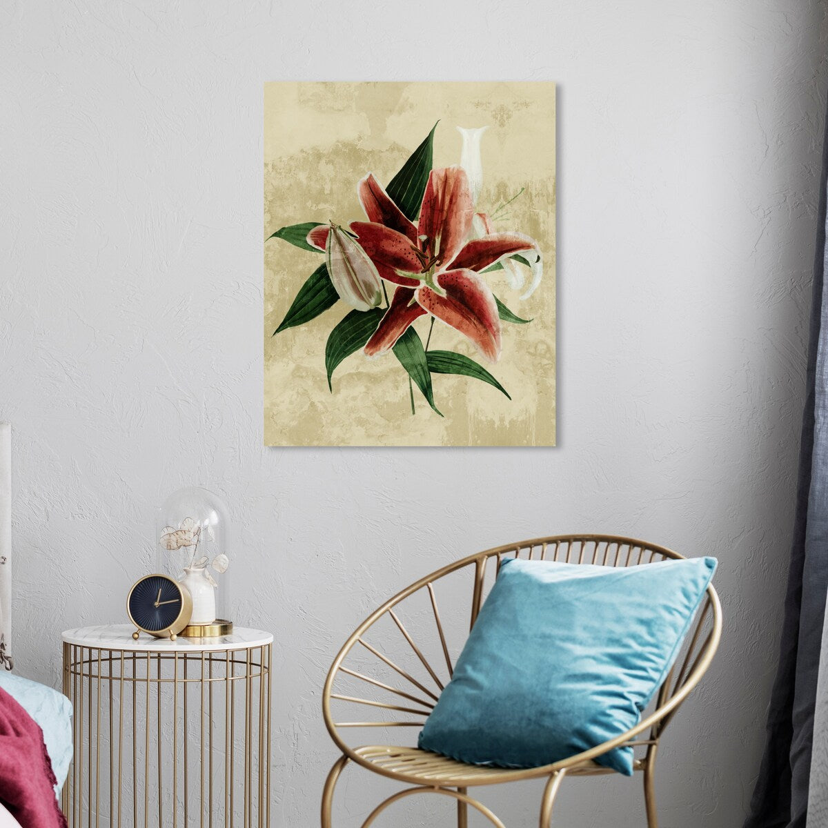 Wynwood Studio Canvas Floral and Botanical Crimson Floral Botanical Red and Traditional Wall Art Canvas Print