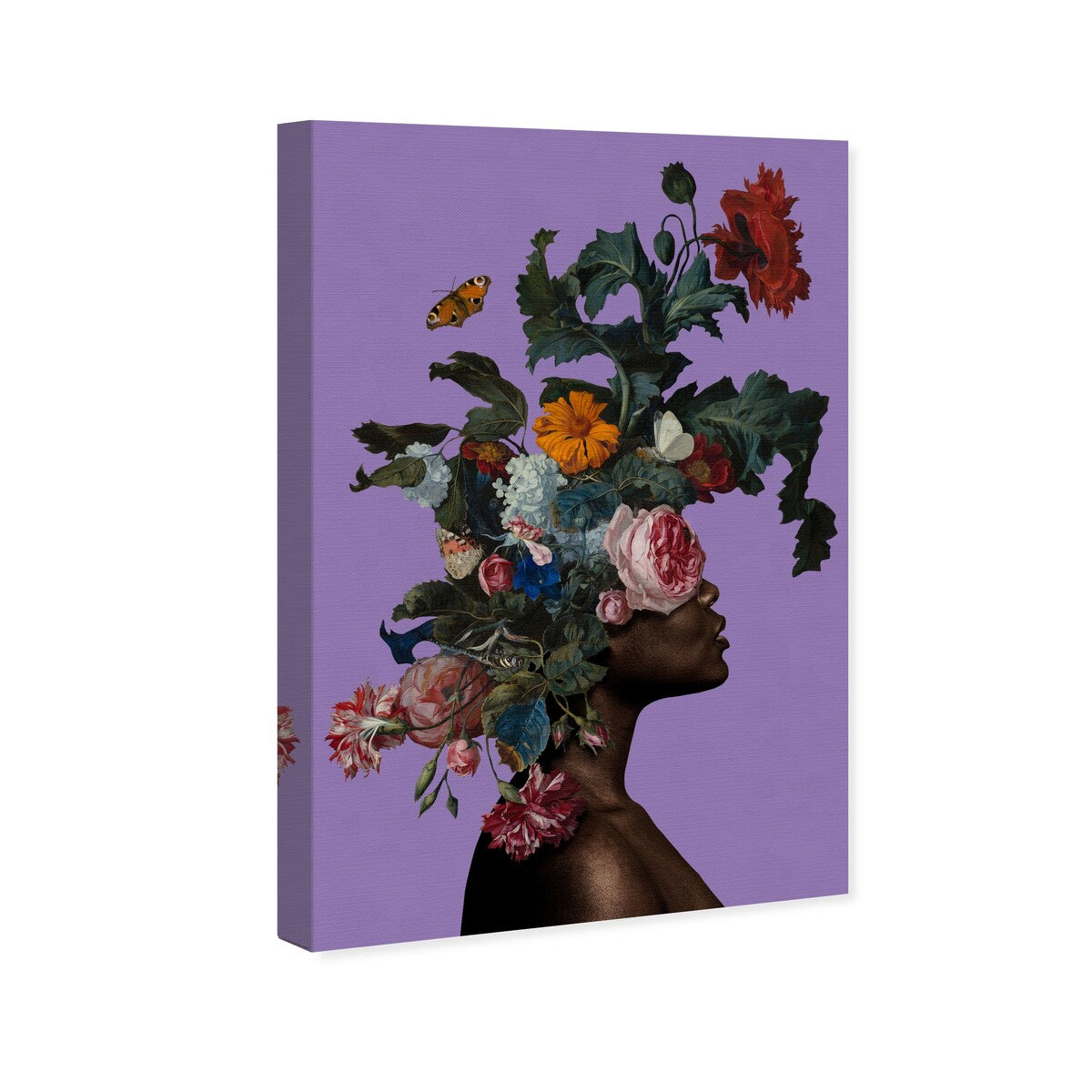 Wynwood Studio Canvas Floral and Botanical Floral Crown Portrait Purple and Modern & Contemporary Wall Art Canvas Print