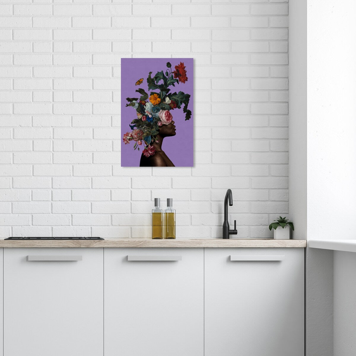 Wynwood Studio Canvas Floral and Botanical Floral Crown Portrait Purple and Modern & Contemporary Wall Art Canvas Print