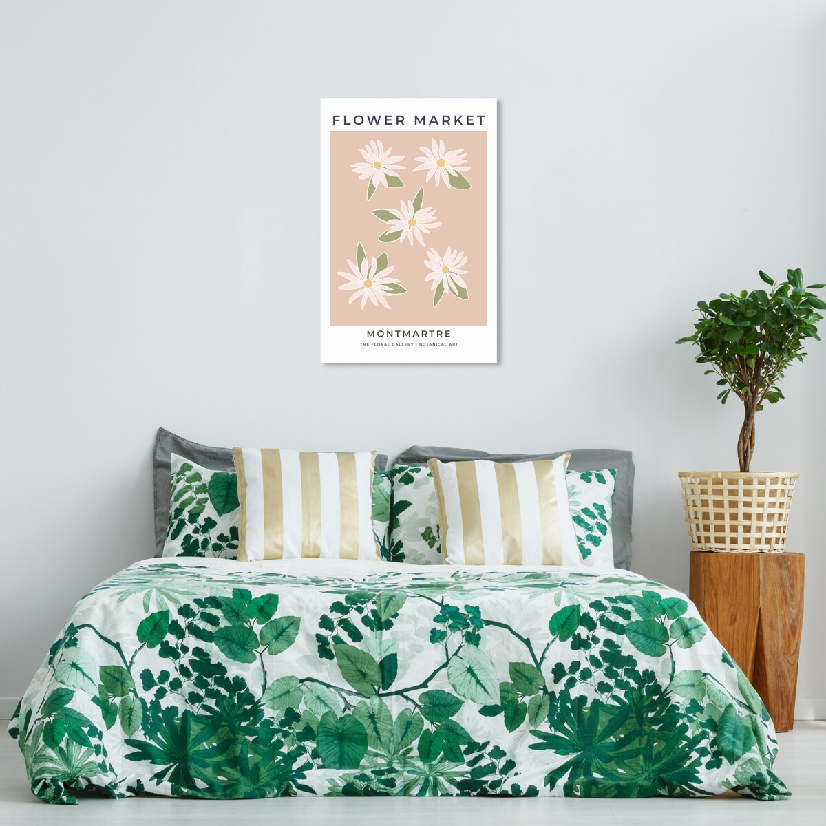 Wynwood Studio Canvas Floral and Botanical Flower Market Montmartre Brown and Tan Modern & Contemporary Wall Art Canvas Print