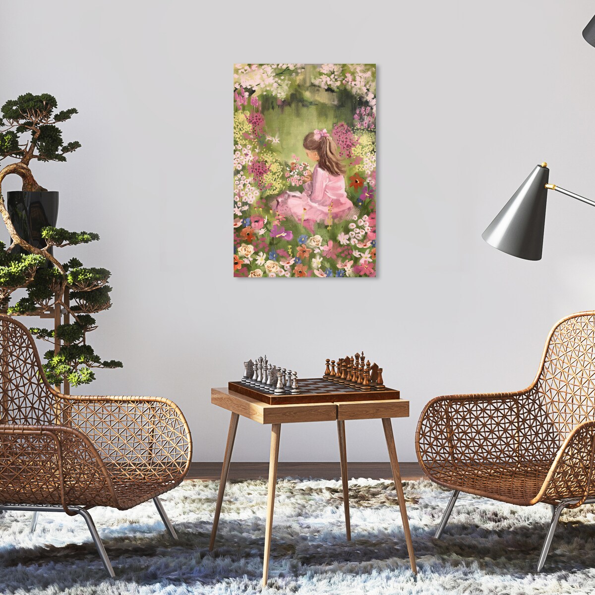 Wynwood Studio Canvas Floral and Botanical Meditative Green and Pastel Pink Traditional Wall Art Canvas Print